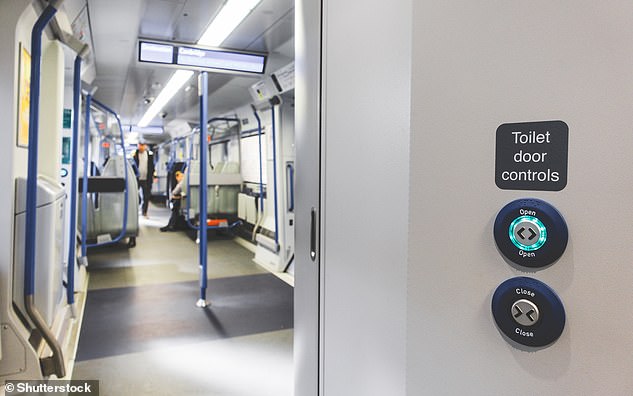 Train toilets have electronic locking systems on the doors rather than mechanical ones - but these can be manipulated (file photo)