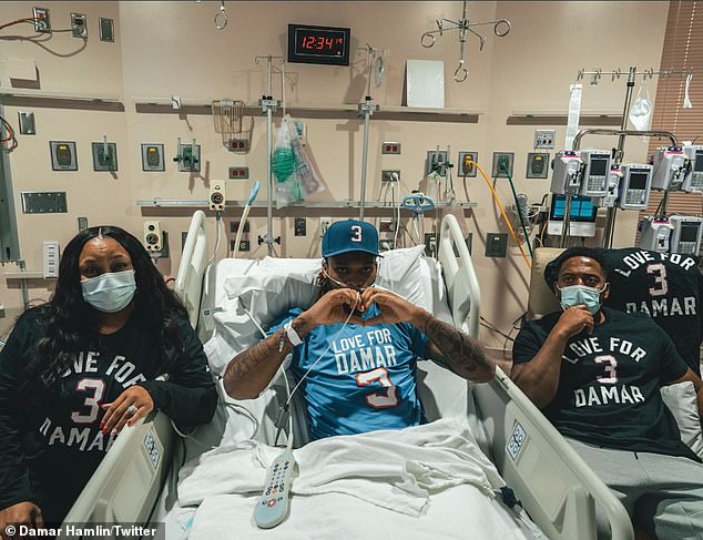 Hamlin often made his heart hands a symbol in photos documenting his remarkable recovery