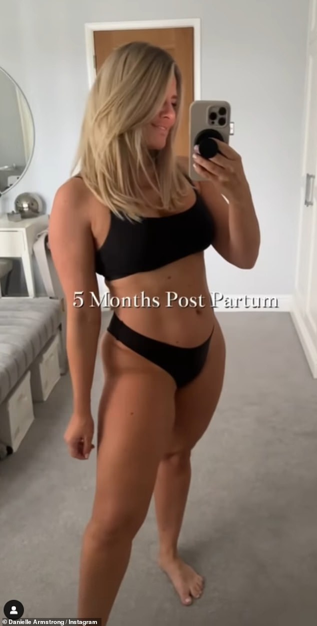 Danielle Armstrong has shown off the results of her postpartum weight loss in the months after welcoming her daughter Una