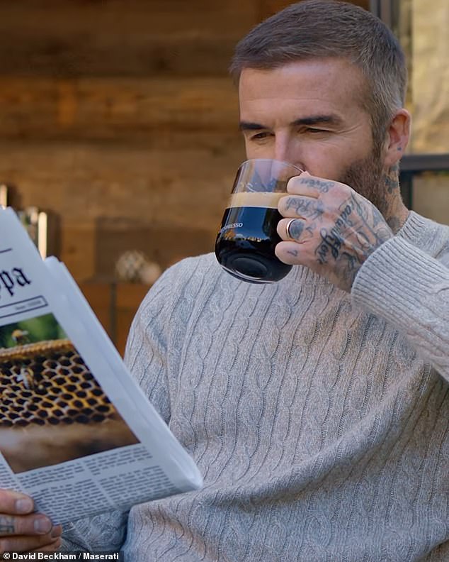 David's new campaign, which focuses on taking time to embrace slow mornings, also referenced his love of beekeeping with a photo of the insects on a honeycomb on the front page of the newspaper.