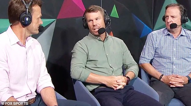 David Warner (center) has promised to bring his own commentary to the Fox Sports team next summer