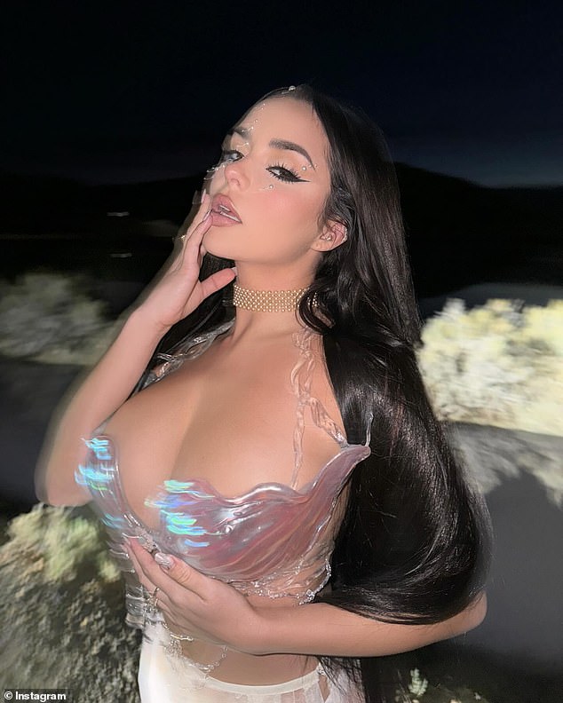 Demi Rose, 28, showed off her enviable figure in a tiny pink sparkly bra as she welcomed the New Year with a series of stunning snaps