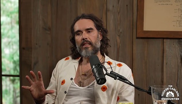 Russell Brand pictured here during his appearance on Carlson's show on January 31