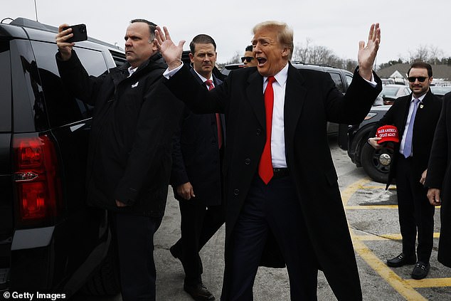 Donald Trump campaigns at an event in Londonderry NH.