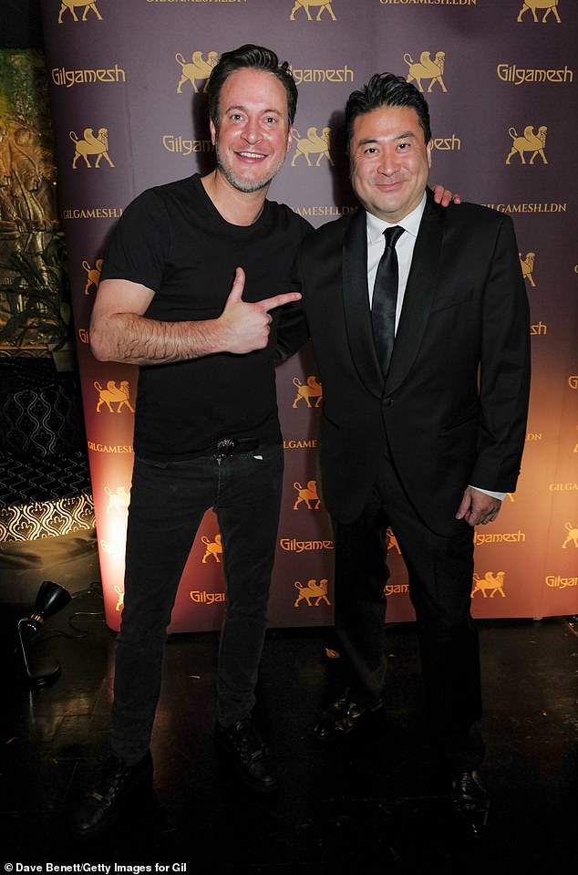 The Hollyoaks actor enjoyed Gilgamesh's VIP launch at St Martin's Lane London, where he got up close to a mystery beauty (pictured with Jeff Lim at the party)