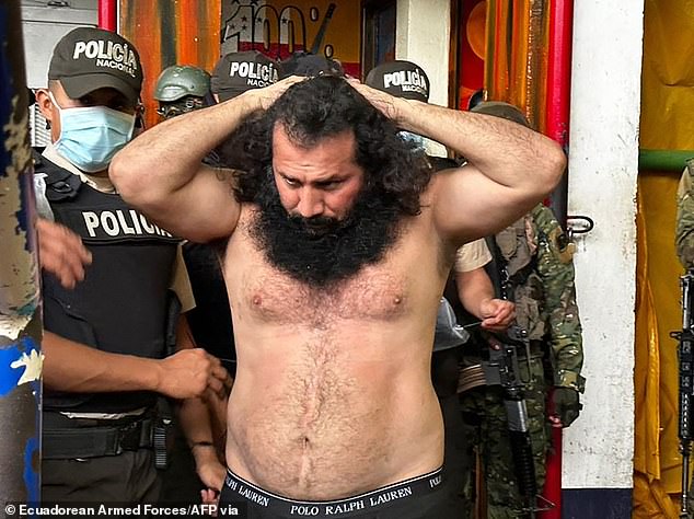 Handout photo released by the Ecuadorian Armed Forces showing Adolfo Macias, aka Fito, leader of the Los Choneros criminal gang