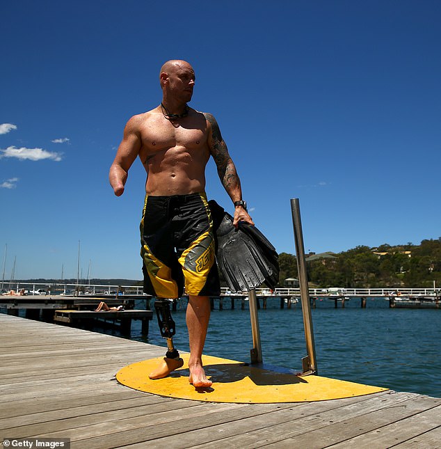 Former Navy diver Paul de Gelder lost both an arm and a leg when he was attacked by a male bull shark while swimming in Sydney Harbor during a counter-terrorism exercise in February 2009