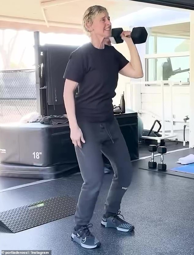 Ellen DeGeneres celebrated her 66th birthday by completing a grueling workout in her impressive home gym