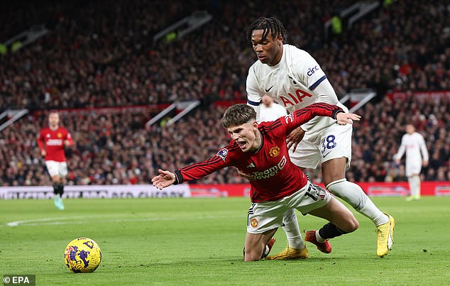 Manchester United felt they should have been awarded a penalty after Alejandro Garnacho was brought down by Destiny Udogie during Manchester United's draw against Tottenham at Old Trafford