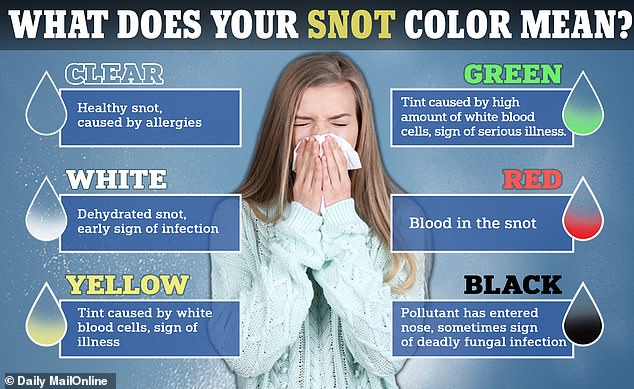 The color of your snot can give you a few hints as to why you have a runny nose.  In some cases, for example if it is clear, it is relatively harmless and is usually caused by pollen allergies.  However, if it is black, it may indicate that you have been infected with a deadly fungus