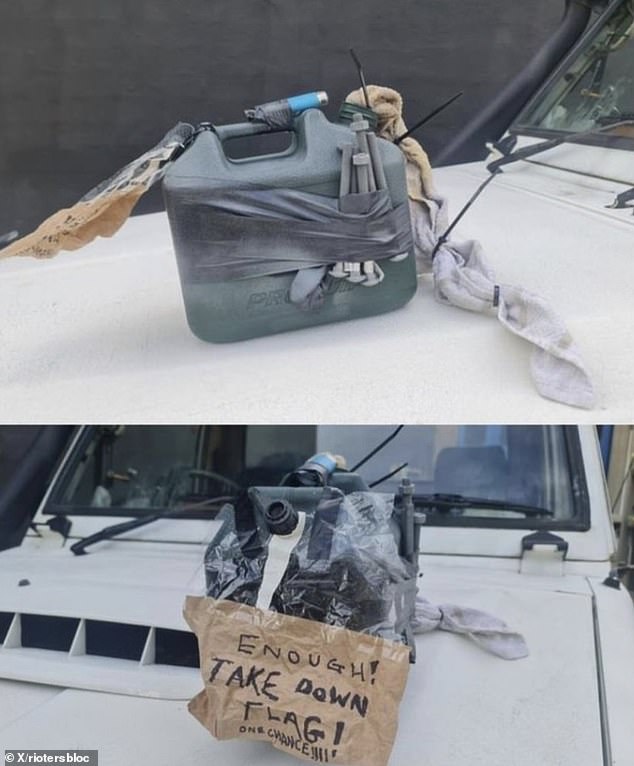 NSW Police were forced to send a bomb disposal robot to the site of the family's Botany home on Friday afternoon (photo: the 'inert improvised explosive device')
