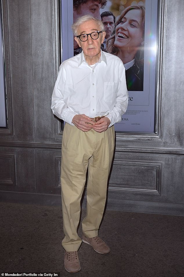 Woody Allen, now 88, can be seen at a premiere of his film Coup de Chance in Rome in September