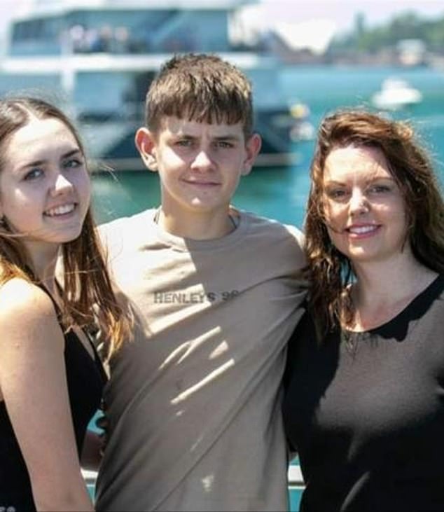 Matthew Simpson (pictured with his sister and mother) died in a car crash in Sydney's northwest on Monday evening