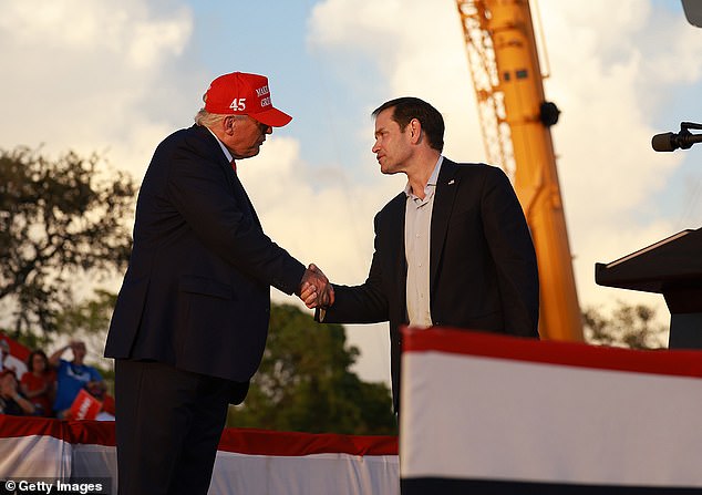 Trump (left) helped Rubio (right) campaign in 2022 when the senator faced a challenge from Democrat Val Demings