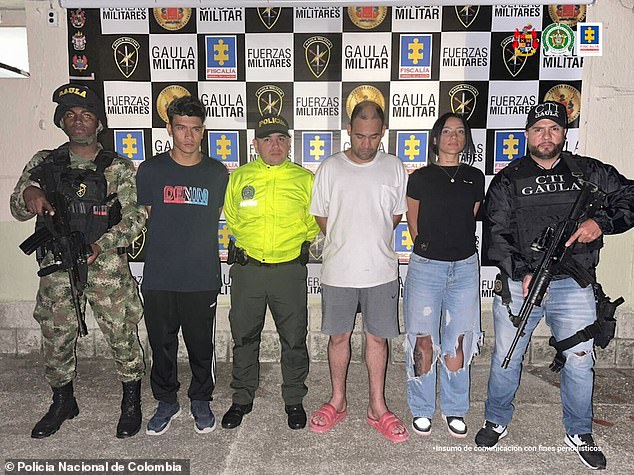 Andrés Hincapié (second from left), Santiago Bustamante (third from right) and Sharit Mejía (second from right) were arrested Tuesday in Medellín, Colombia in connection with the murder of Minnesota resident Tou Ger Xiong on December 10, 2023 kidnapped and found dead the next day