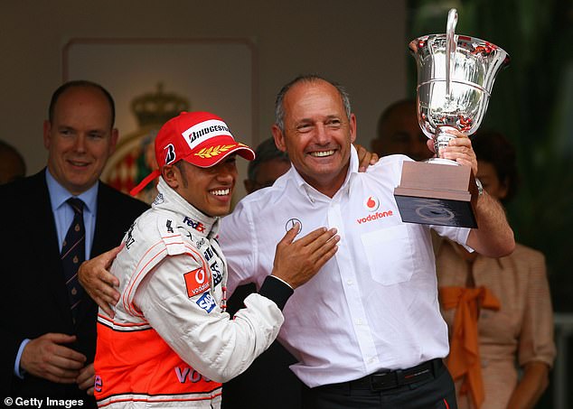 Ron Dennis, right, celebrates after Lewis Hamilton's victory at the 2013 Monaco Grand Prix