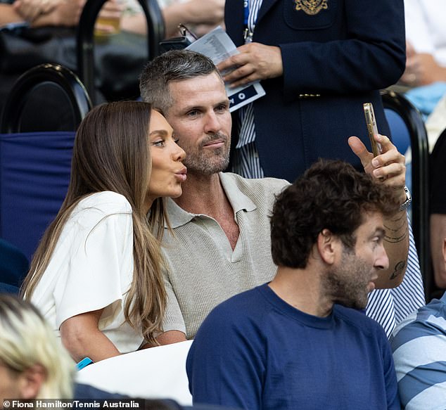 Nadia Bartel and her handsome boyfriend Peter Dugmore were more loved up than ever as they attended the Australian Open in Melbourne on Sunday.  Both shown