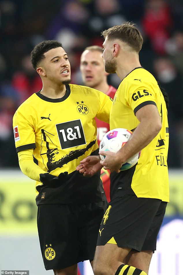 Jadon Sancho argued with Borussia Dortmund teammate Niclas Fullkrug over a penalty