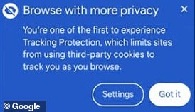 The tech giant has randomly selected one percent of Chrome users worldwide to be the first to get 'Tracking Protection'