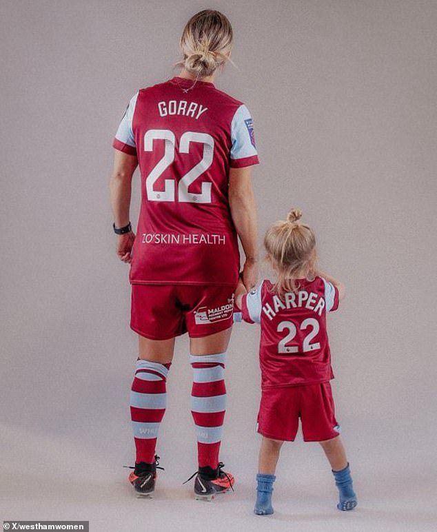 Gorry (pictured with her daughter Harper) joins the club from Vittsjö GIK in Sweden