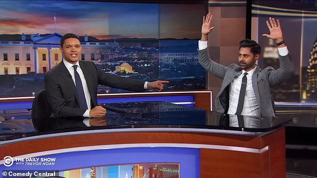 Hasan Minhaj can be seen with Trevor Noah, who resigned in September 2022 after seven years.  Since then, there has been a rotating cast of hosts, and Minhaj was the favorite until The New Yorker published his expose.