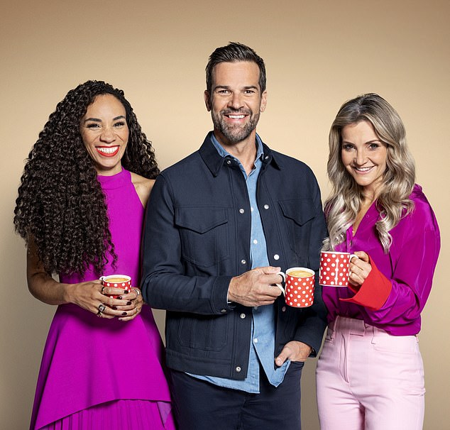 BBC Breakfast has been extended by 15 minutes, while Morning Live – hosted by (above, L-R) Michelle Ackerley, Gethin and Helen, among others – has been extended by an extra half hour