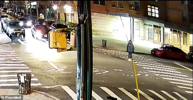 Disturbing surveillance footage shows the moment two vehicles fatally struck Lourdes Camilo, a 53-year-old mother of four, seen here in gray, during a collision in the South Bronx