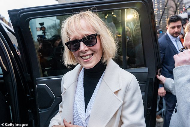 E. Jean Carroll is seen leaving court in Manhattan on Friday after winning $83.3 million from Donald Trump