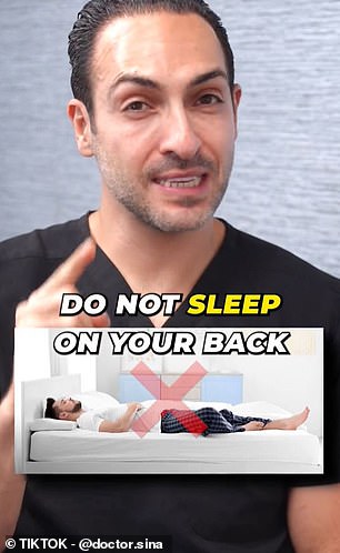 Ear, nose and throat doctor Dr.  Joorabchi recommends not sleeping on your back to open the airways and reduce the risk of snoring