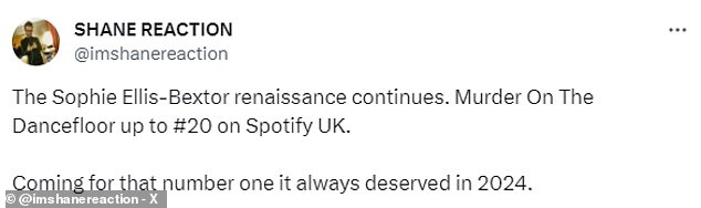 Fans have joined X in calling on Ellis-Bextor to finally reach number one with the iconic song after it was discovered by Gen Z