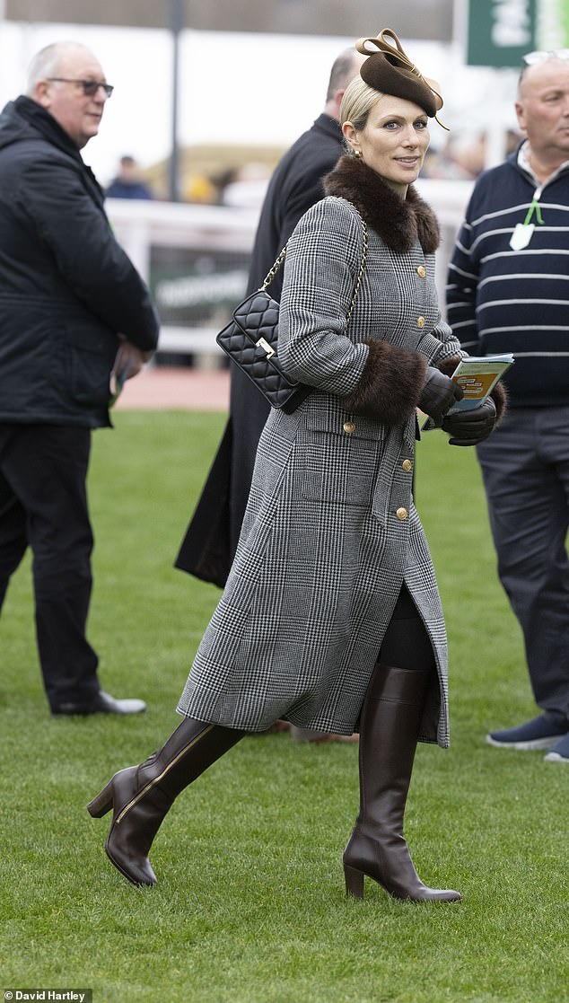 Zara Tindall attends the New Year's Day meeting at Cheltenham Races