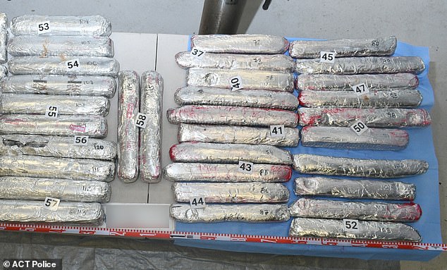 Police have discovered a huge quantity of methamphetamine (pictured), with officers seizing 106kg of the illegal drug