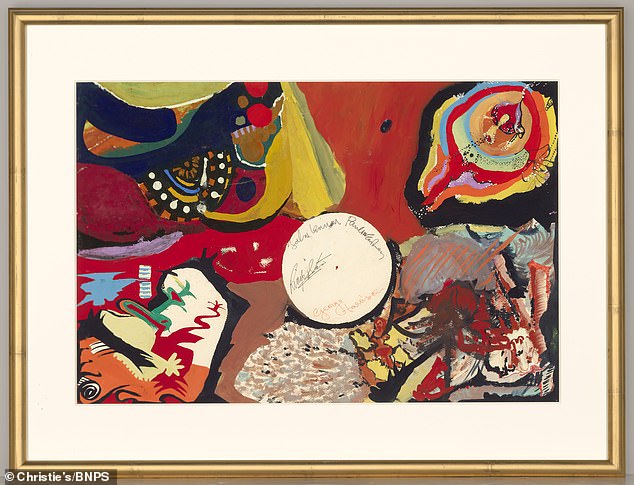 The painting, titled 'Images of a Woman', goes under the hammer on February 1 at Christie's New York auction house, which says it is the only 'major work of art' signed by all four Beatles.