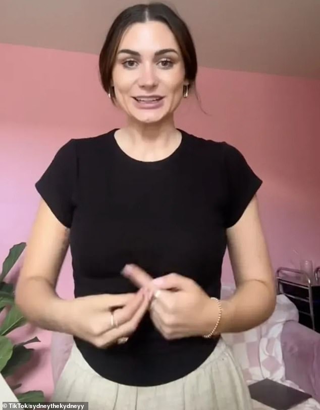 Sydney Hella (pictured) from Denver, Colorado has criticized the fashion industry for its lack of supportive tops for those with 'naturally' large breasts