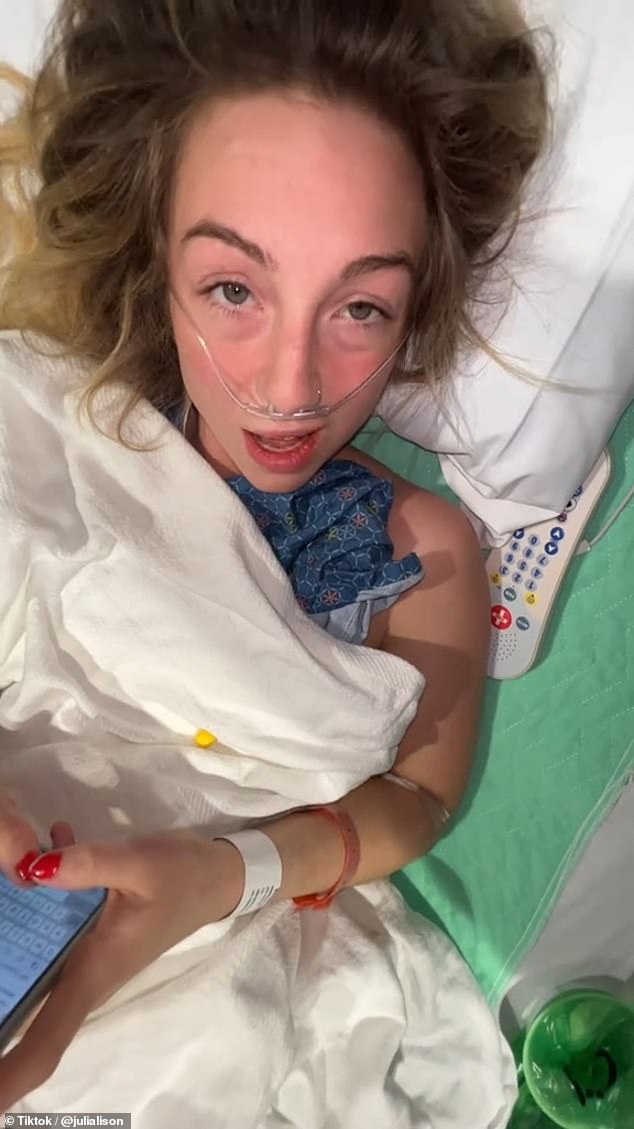 A young woman was bedridden in hospital after falling from a ski lift, but in her delirious state could not stop singing a TikTok song