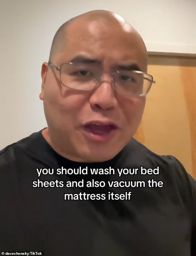 US-based David Chen has shared the astonishing amount of dust on his mattress after vacuuming it