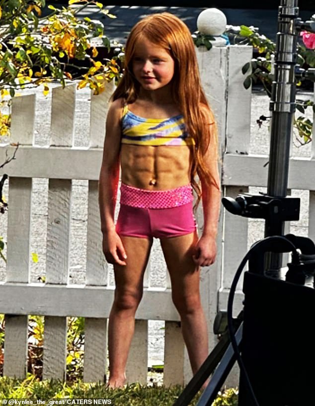 Seven-year-old beauty queen Kynlee Heiman has already developed a breathtaking six-pack