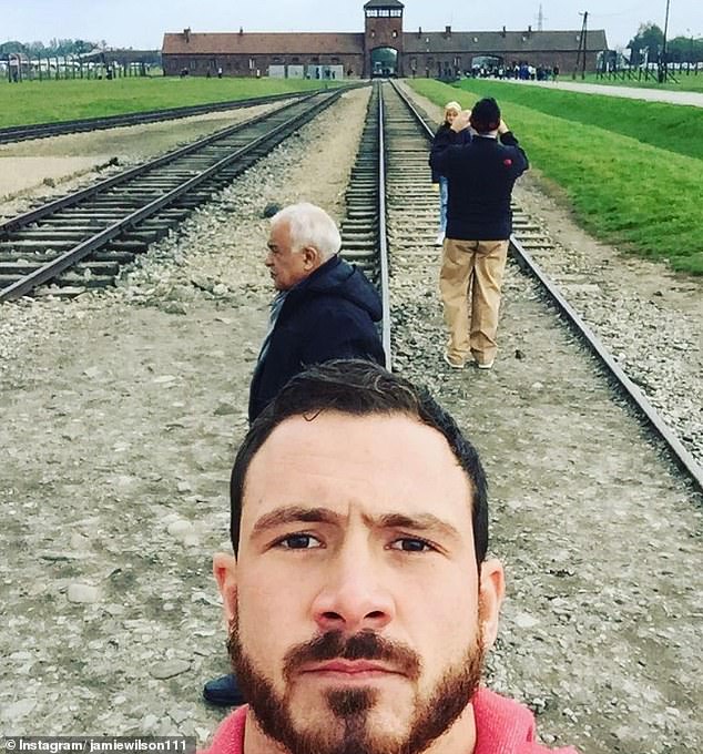 British Jamie Wilson shared via Instagram a selfie with a solemn face at the memorial center in Krakow