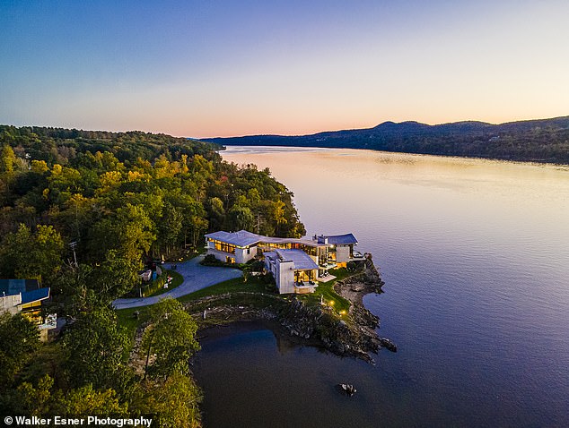 A 14,000-square-foot Hudson River home inspired by architect Frank Lloyd-Wright and resembling the headquarters of the superhero Avengers is on the market for an eye-watering $25 million