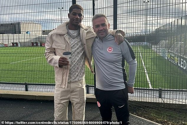 Marcus Rashford visited Larne FC before taking a 12-hour bow in Belfast