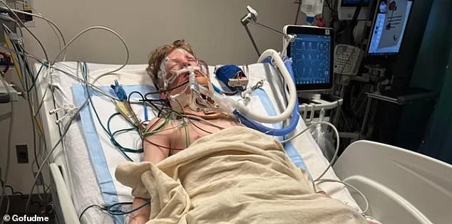 Adam McWherter, 13, was struck by a GMC Envoy on January 10 as he enjoyed the cold weather on a snowy day at school.  He was sledding downhill when the SUV driver, 49, hit the teen