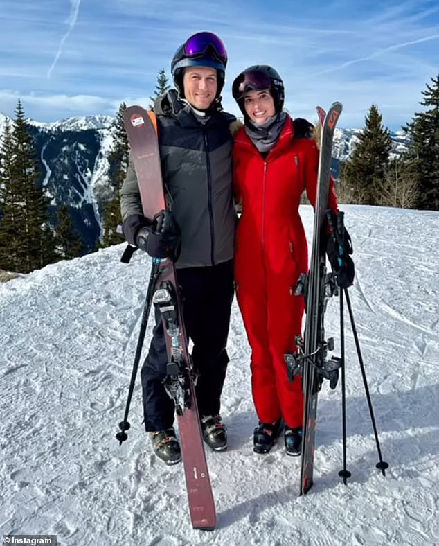 The former senior White House adviser was hard to miss on the slopes in her cherry red ski suit with a fur-lined hood