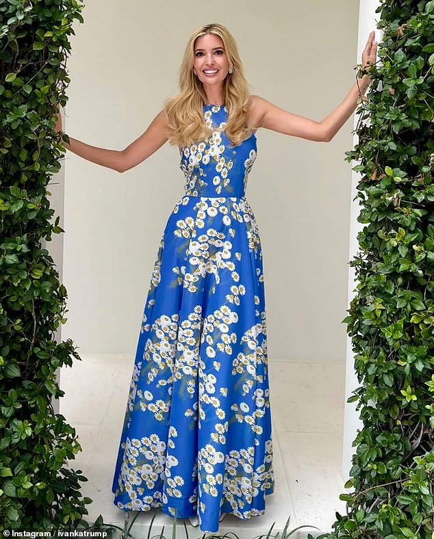 Ivanka Trump showed off her toned physique in a figure-hugging floral dress - days after partying with a slew of A-listers at Jeff Bezos' 60th birthday