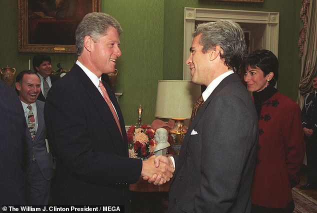 Bill Clinton is seen with Jeffrey Epstein at the White House in 1993, during an event for donors to the White House Historical Association.  Epstein attended the event after donating $10,000 to the fund.  Ghislaine Maxwell is pictured next to Epstein