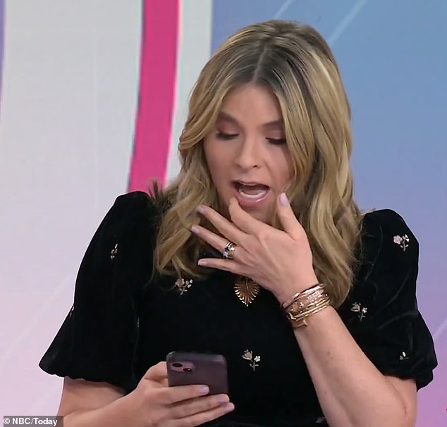 Jenna Bush Hager, 42, had trouble navigating her cell phone during the Today show Tuesday as she searched for her New Year's event list