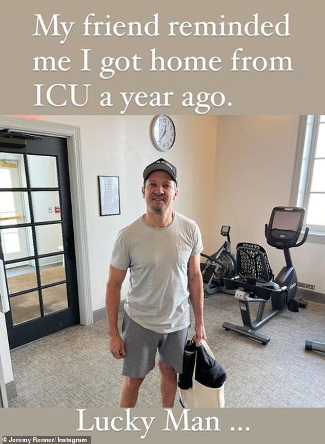 Jeremy Renner dropped by Instagram on Monday to share a milestone with his 21.2 million followers: He came home from intensive care a year ago after surviving a snow plow accident