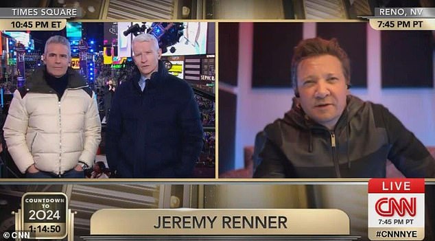 Jeremy Renner said during an appearance on CNN on New Year's Eve that he was back with his family after being nearly crushed to death by a 14,000-pound snow plow on his Lake Tahoe property last year