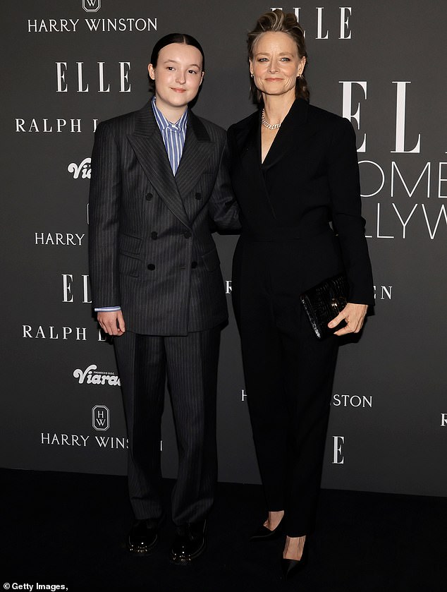 The actress asked The Last of US star Bella Ramsey to introduce her at the Elle Women in Hollywood event in November.  She praised Bella as a 'vector of authenticity' (pictured in Los Angeles in December 2023)