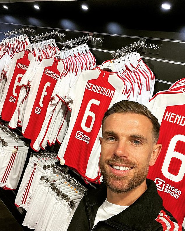 Jordan Henderson's number six Ajax shirt, which costs £85, is the fastest-selling shirt in the club's history