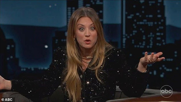 Kaley Cuoco revealed that her baby daughter Matilda watched the first season of Succession while talking about parenthood on ABC's Jimmy Kimmel Live on Monday